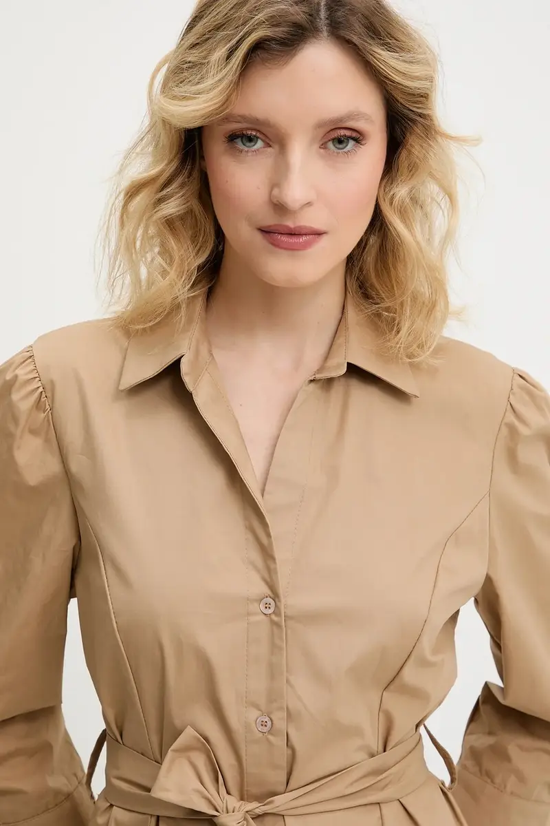 vestito in cotone colore beige miniatura 4