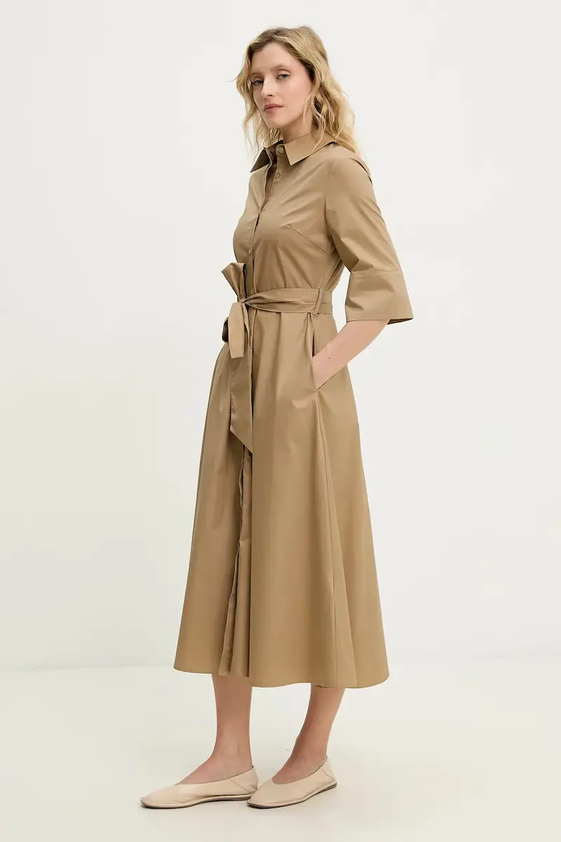 vestito in cotone colore beige miniatura 2