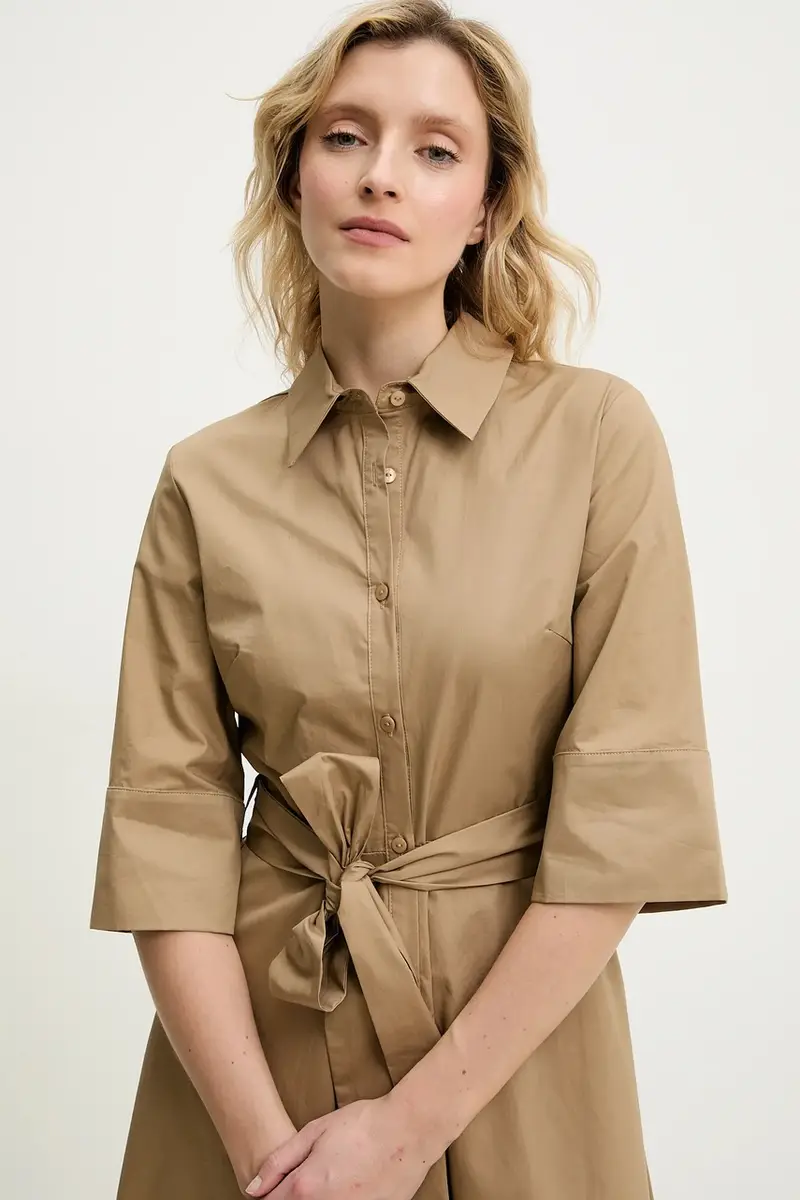 vestito in cotone colore beige miniatura 4