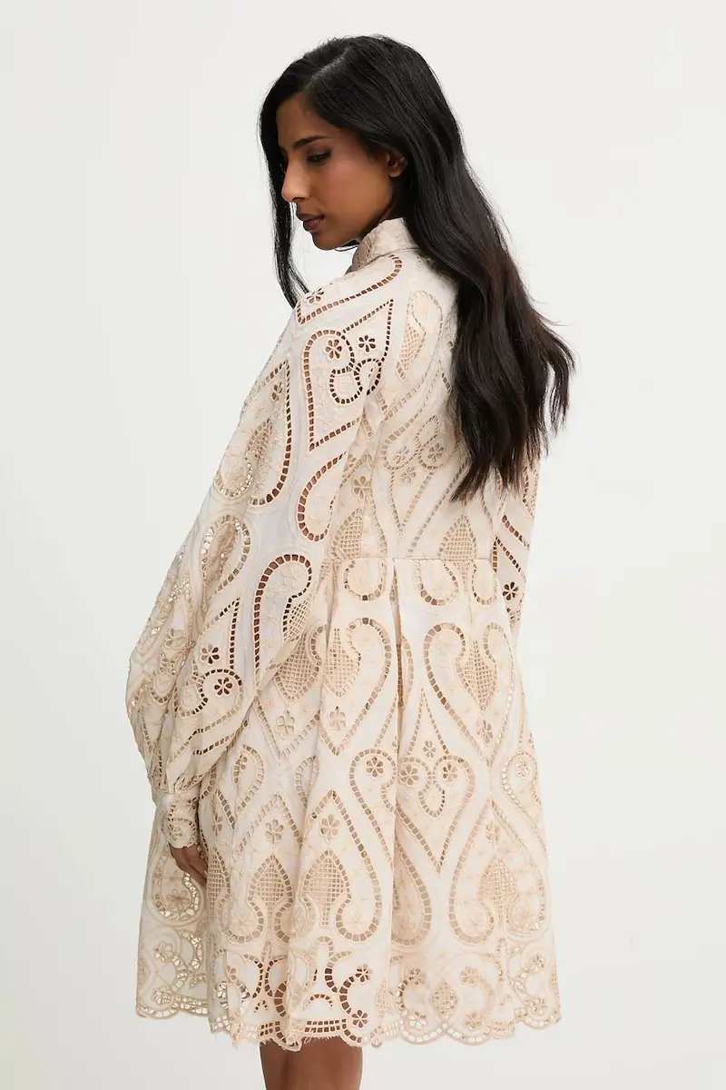 vestito in cotone colore beige miniatura 3