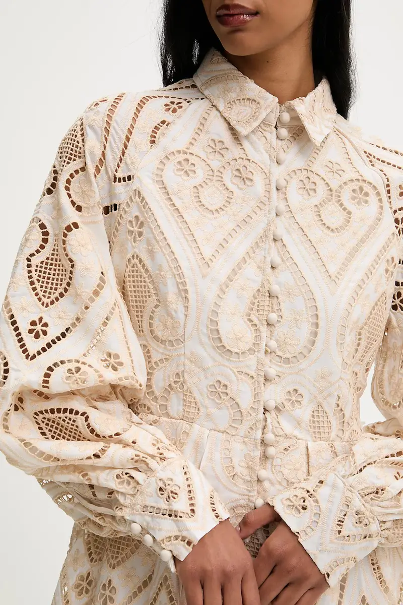 vestito in cotone colore beige miniatura 4