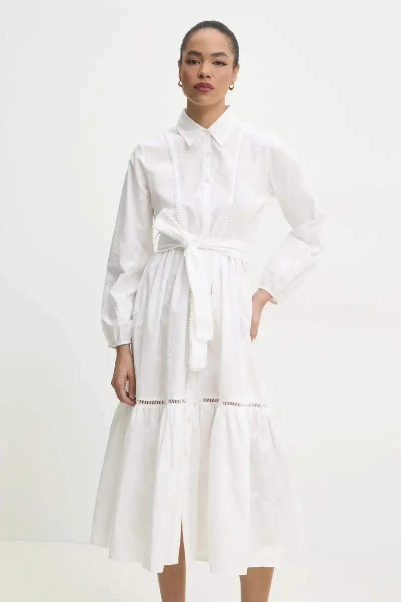 vestito in cotone colore bianco miniatura 2