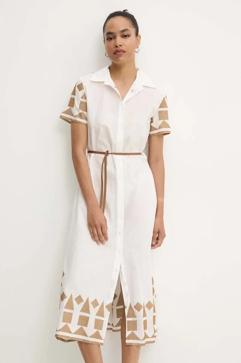 vestito in cotone colore bianco miniatura 2