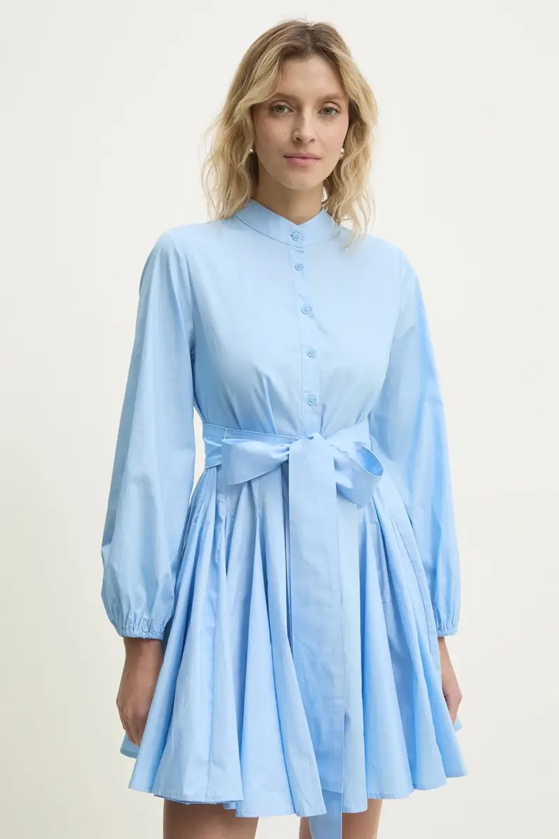 vestito in cotone colore blu miniatura 2