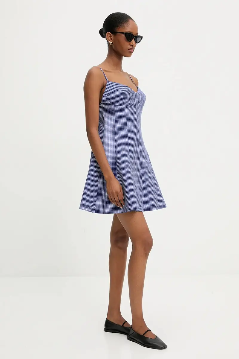 vestito in cotone colore blu navy miniatura 2