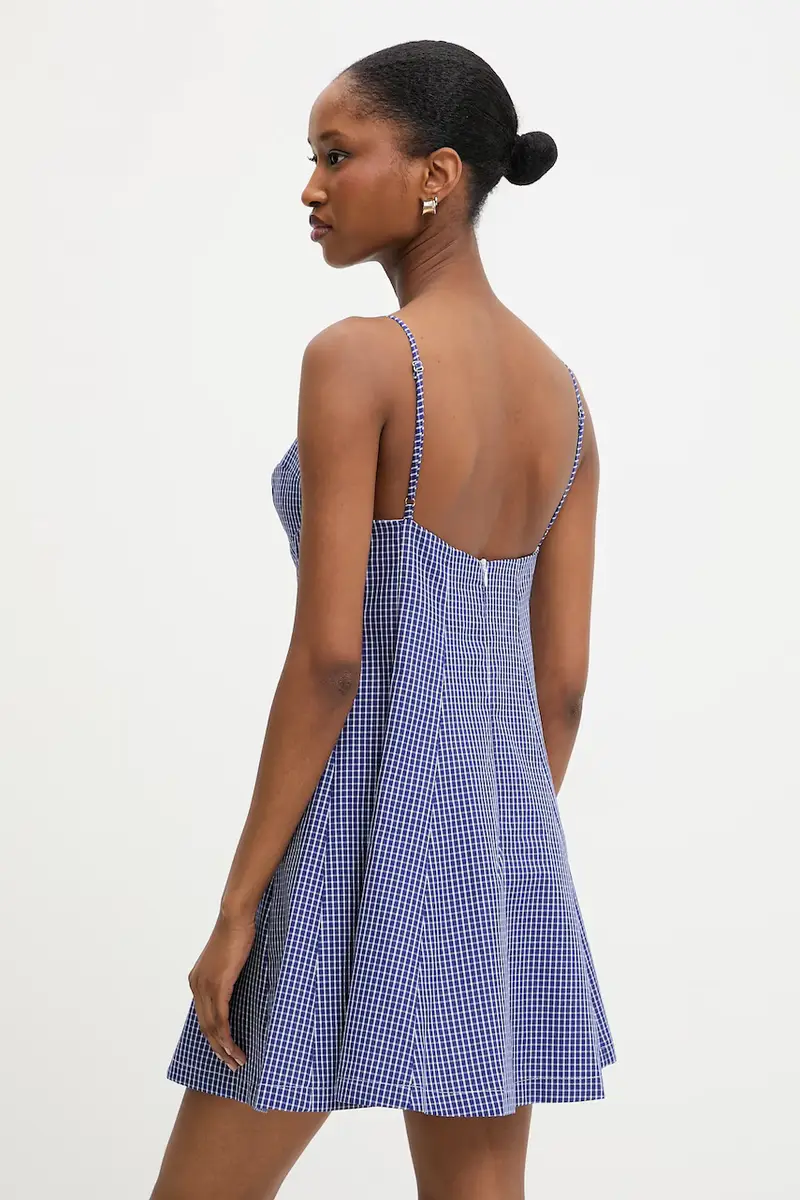 vestito in cotone colore blu navy miniatura 3