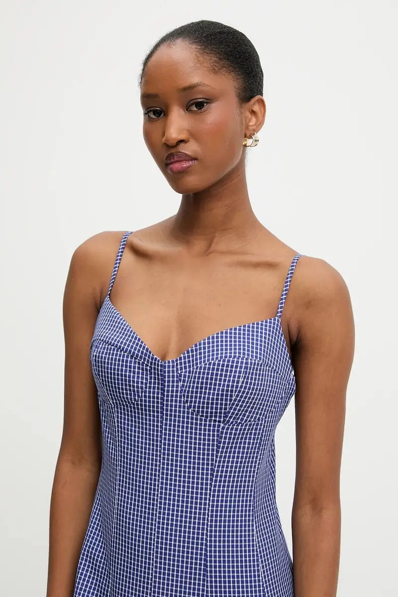 vestito in cotone colore blu navy miniatura 4