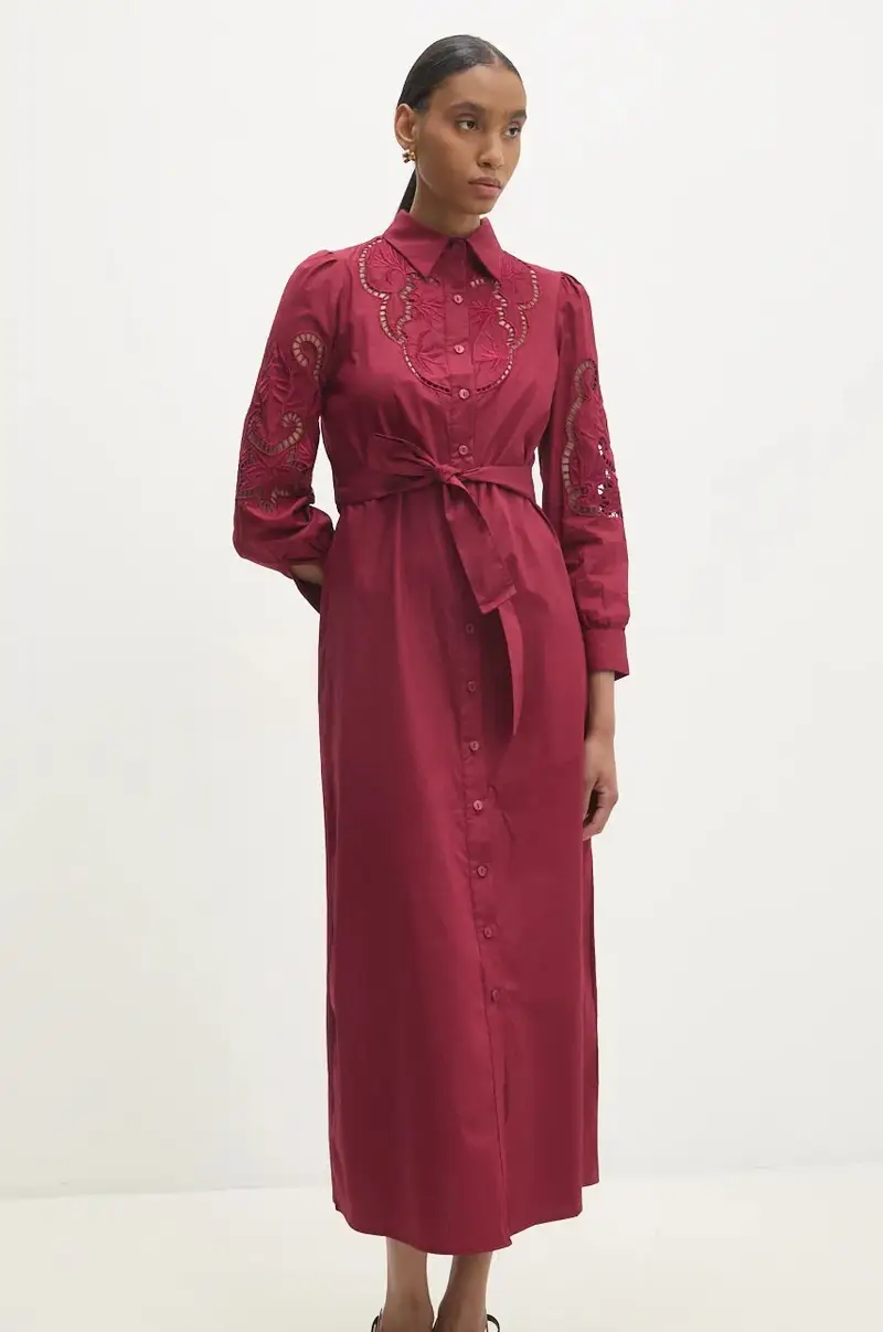 vestito in cotone colore granata miniatura 2