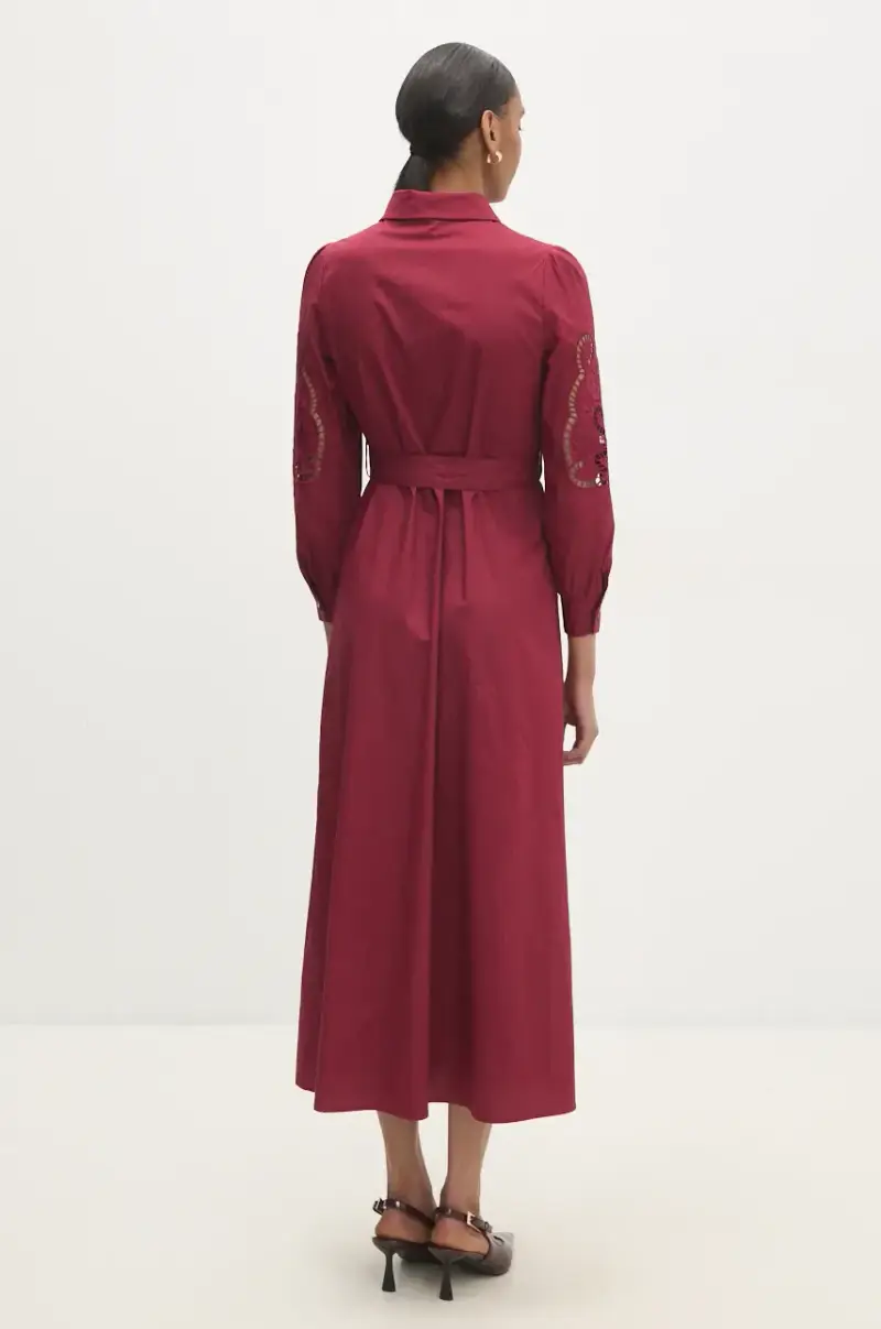 vestito in cotone colore granata miniatura 3