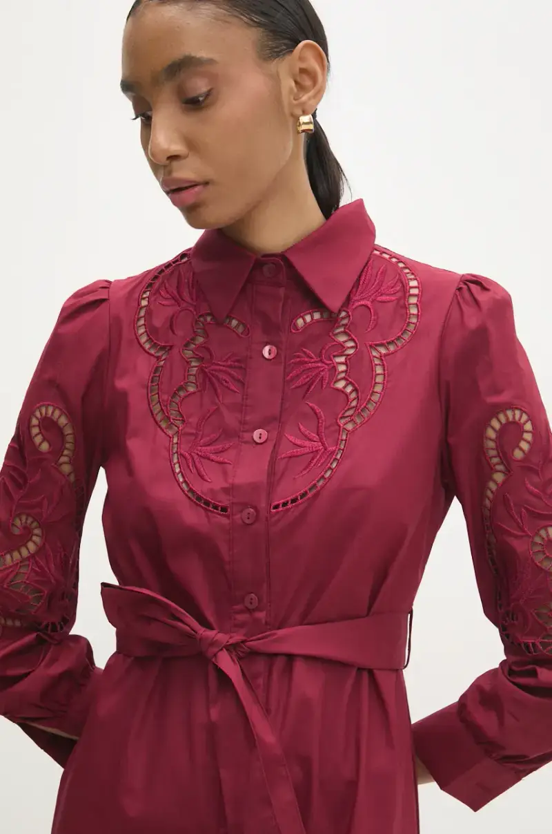 vestito in cotone colore granata miniatura 4