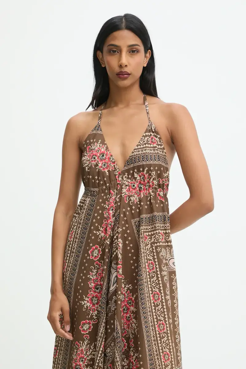 vestito in cotone colore marrone miniatura 2