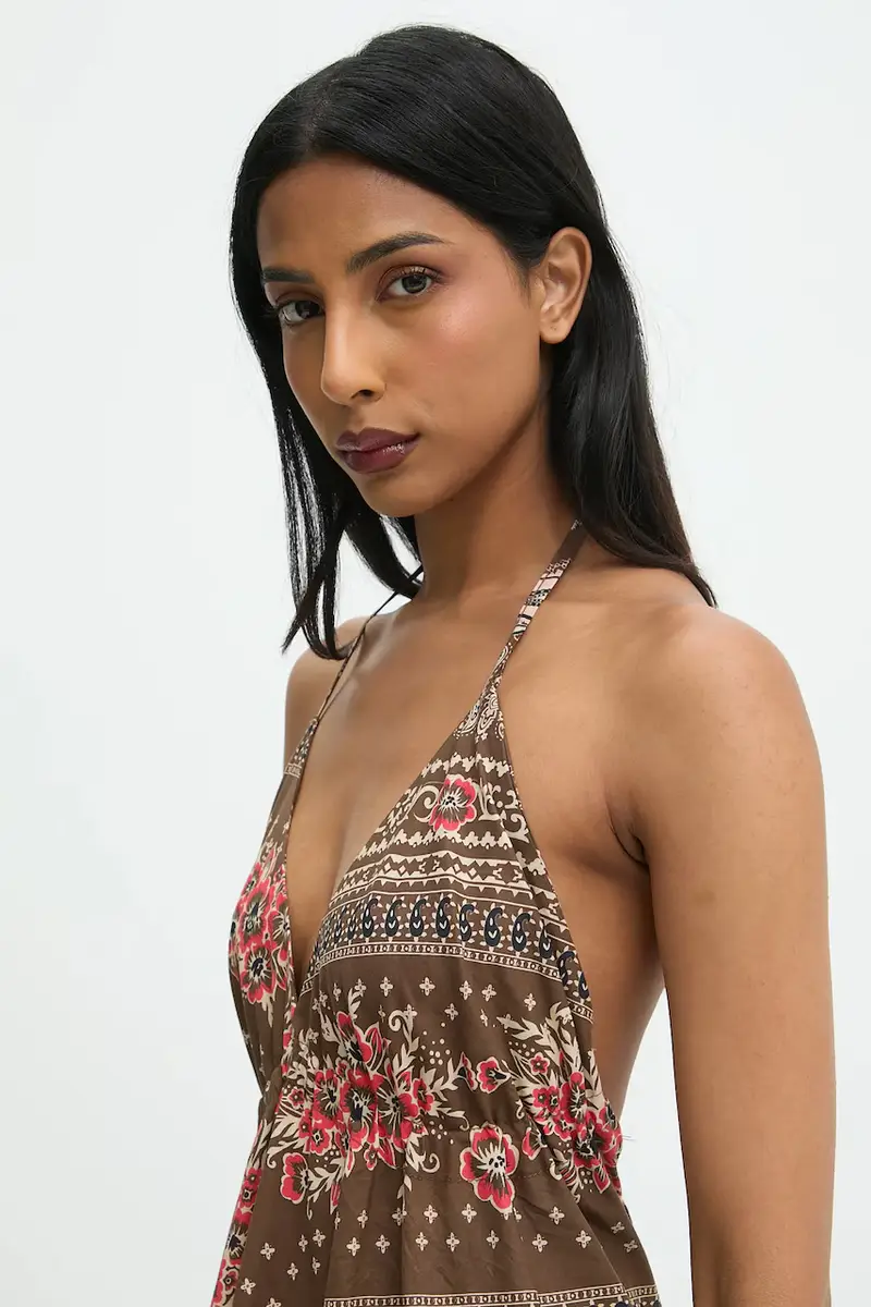 vestito in cotone colore marrone miniatura 4