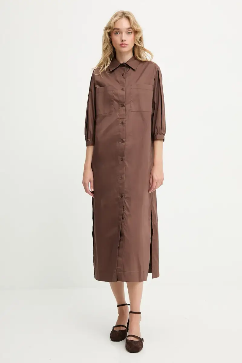 vestito in cotone colore marrone miniatura 2