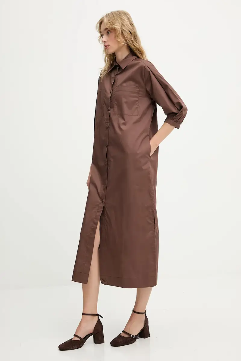 vestito in cotone colore marrone miniatura 4