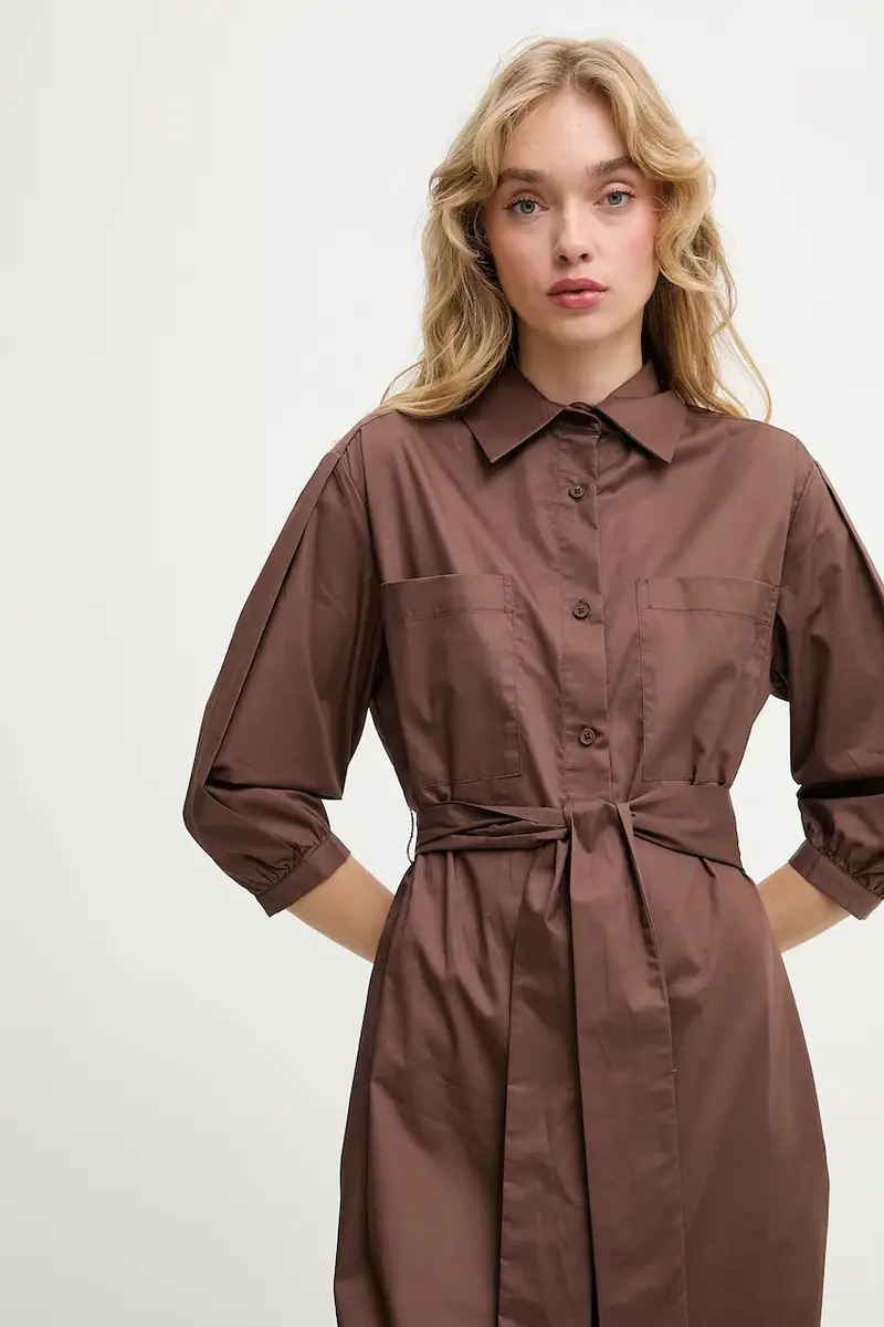 vestito in cotone colore marrone miniatura 5