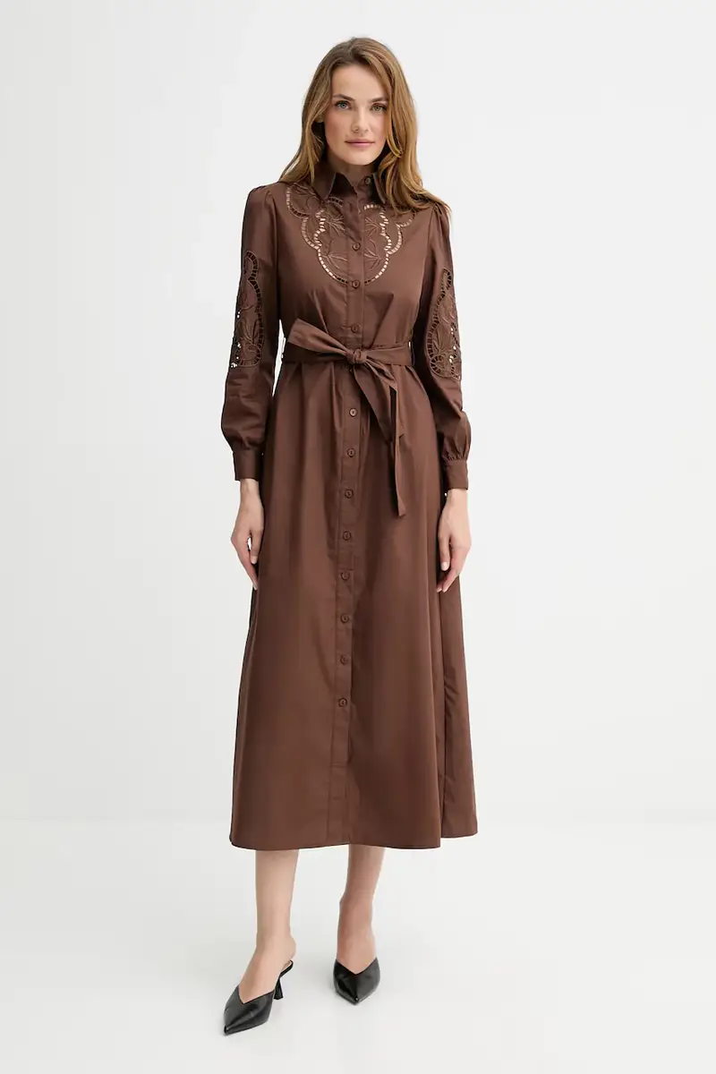 vestito in cotone colore marrone miniatura 2