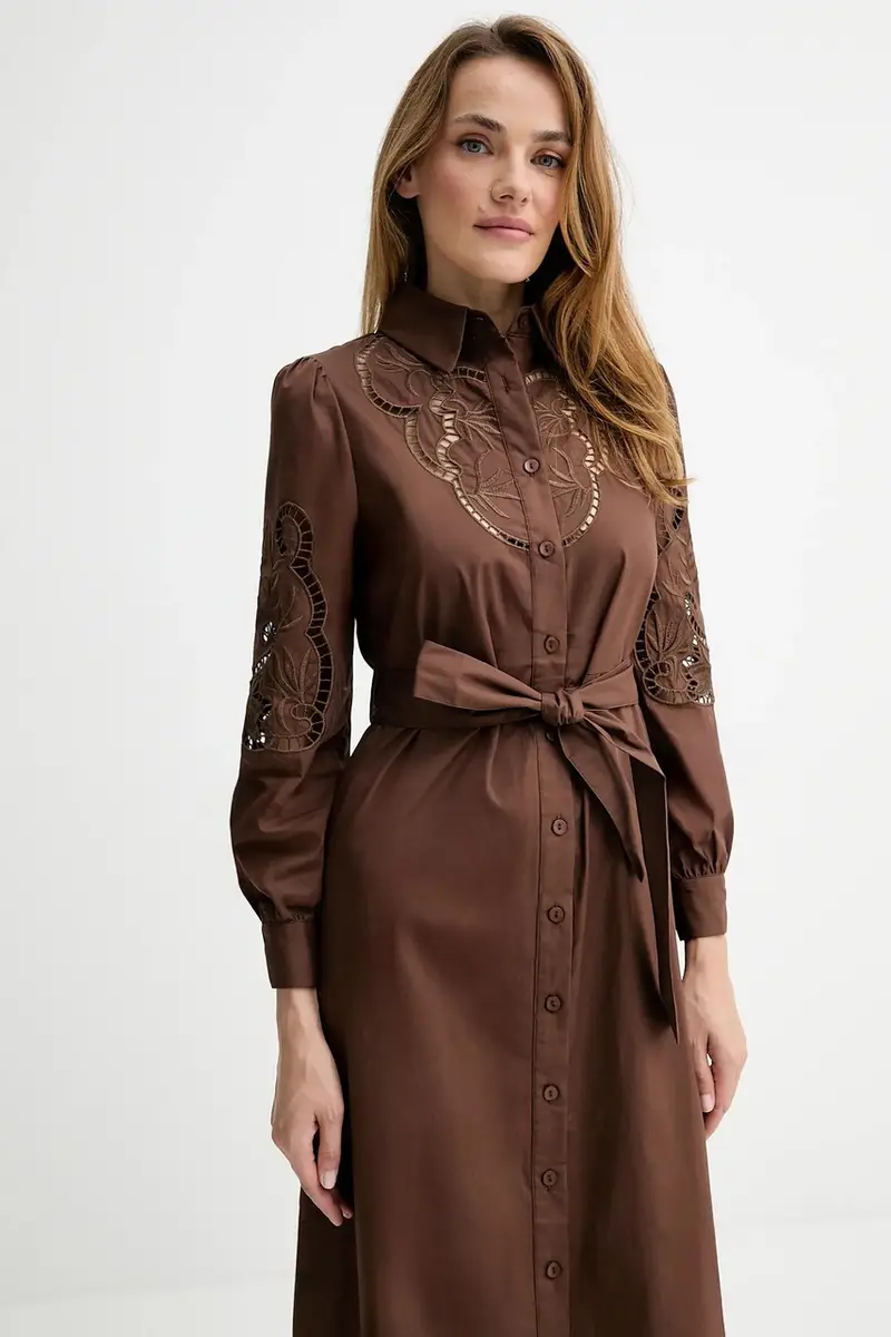 vestito in cotone colore marrone miniatura 4