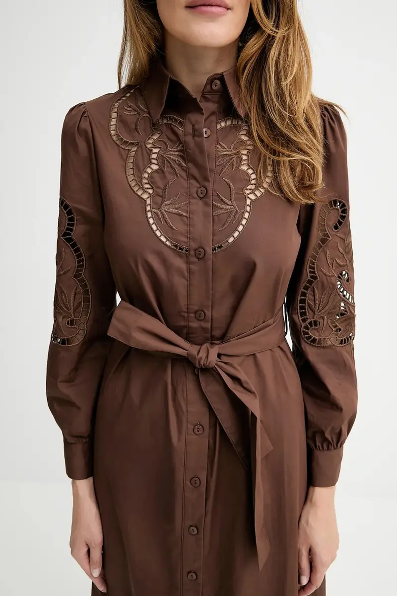 vestito in cotone colore marrone miniatura 5