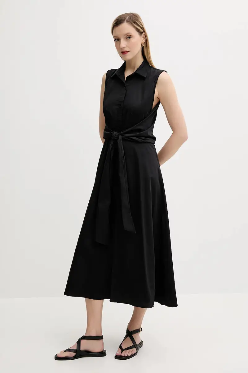 vestito in cotone colore nero miniatura 2