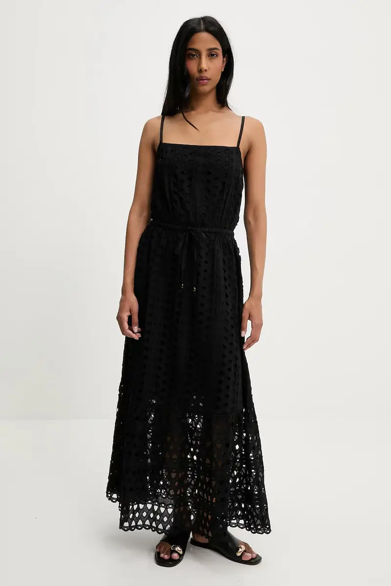 vestito in cotone colore nero miniatura 2