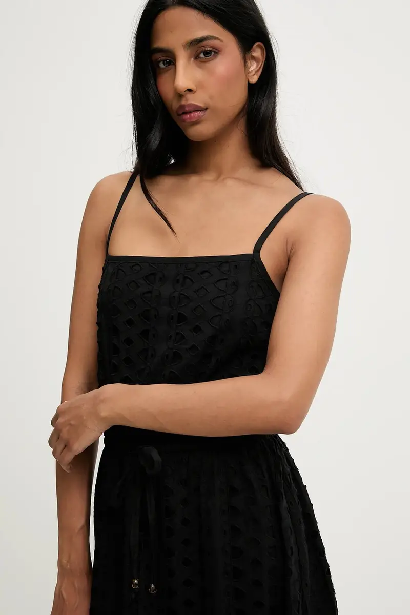 vestito in cotone colore nero miniatura 4