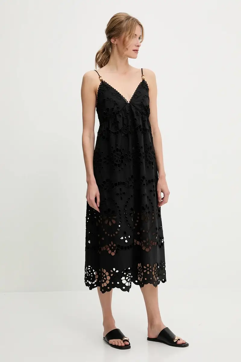 vestito in cotone colore nero miniatura 2