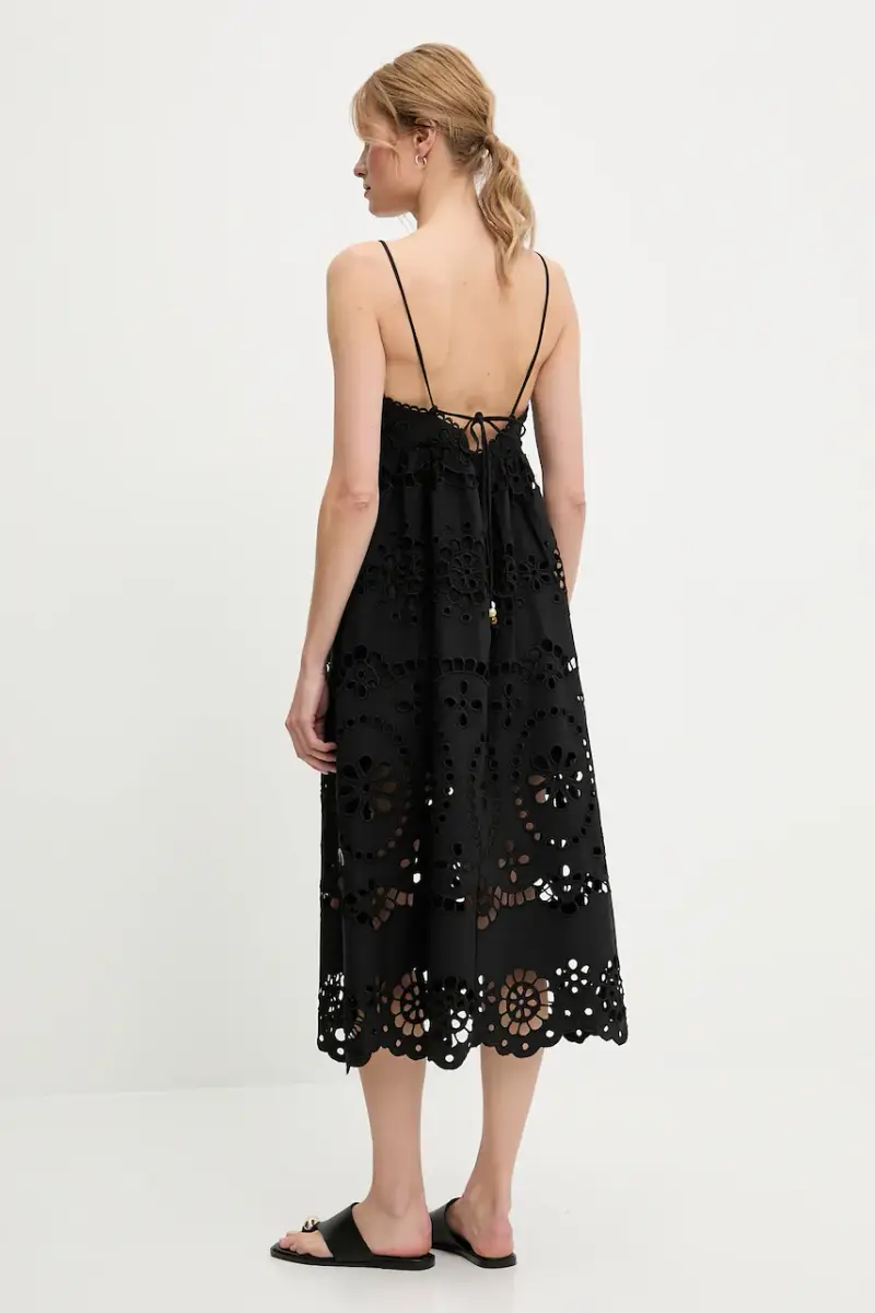 vestito in cotone colore nero miniatura 3