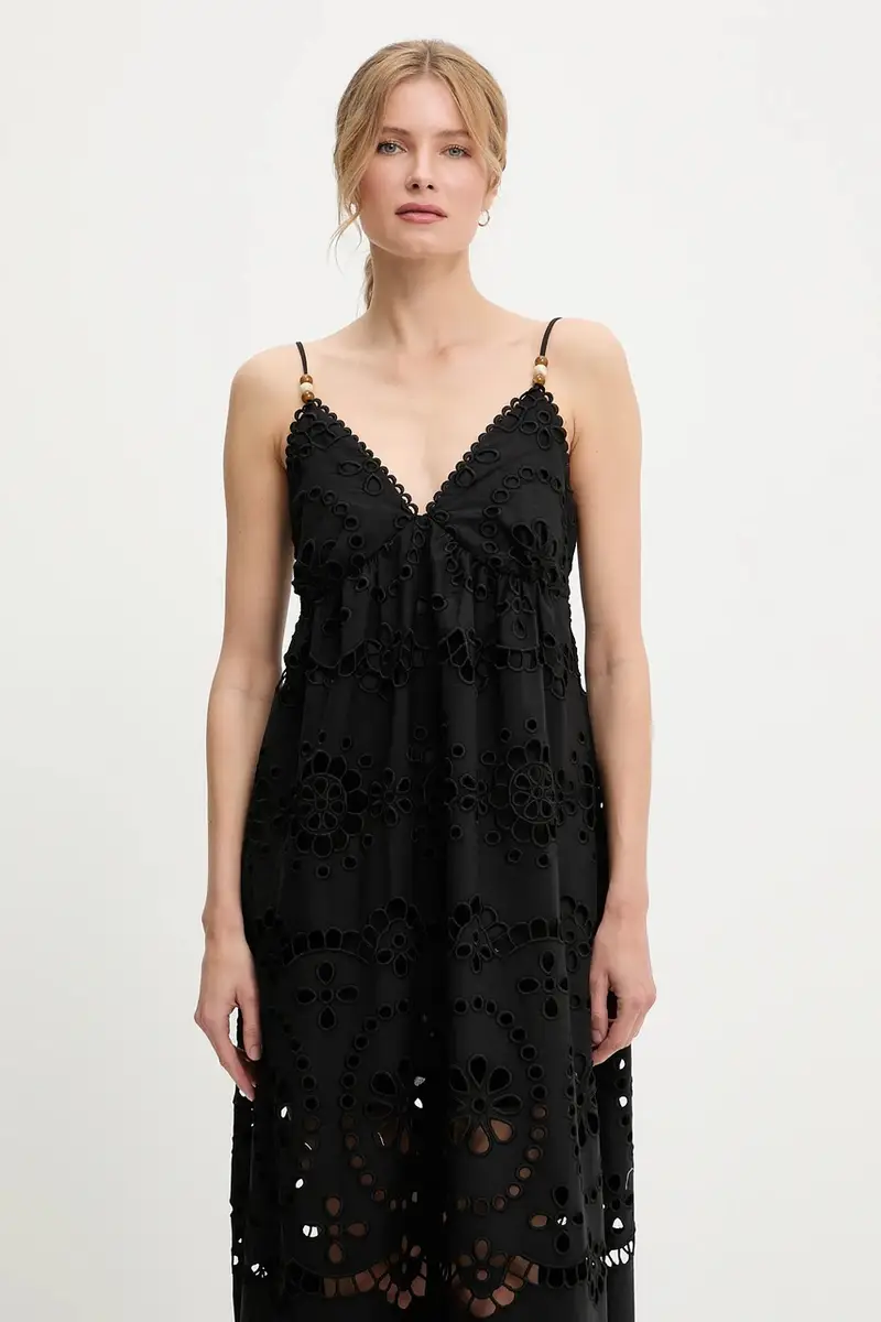 vestito in cotone colore nero miniatura 4