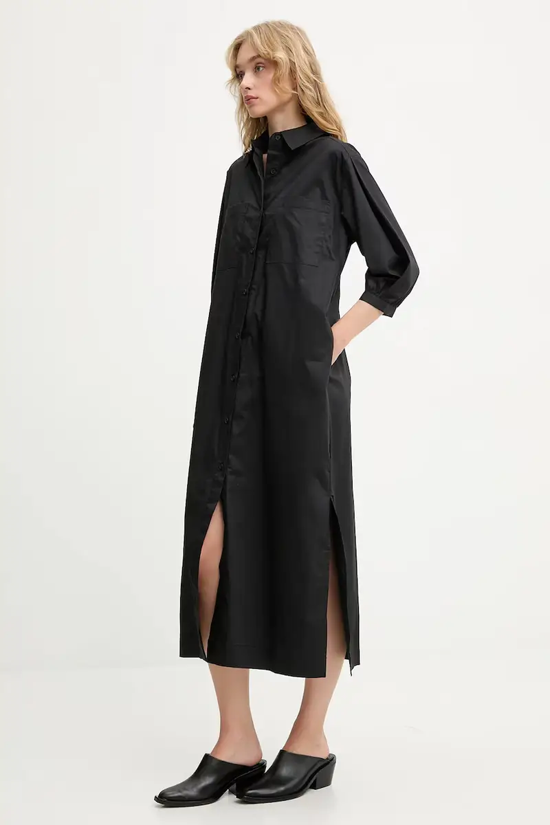 vestito in cotone colore nero miniatura 2