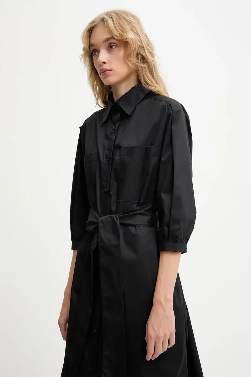 vestito in cotone colore nero miniatura 4