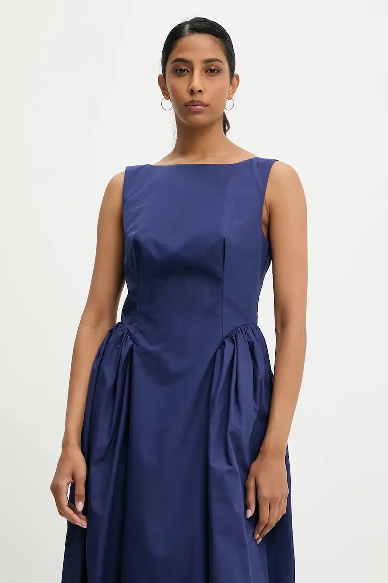 vestito in cotone colore nero Blu navy miniatura 2