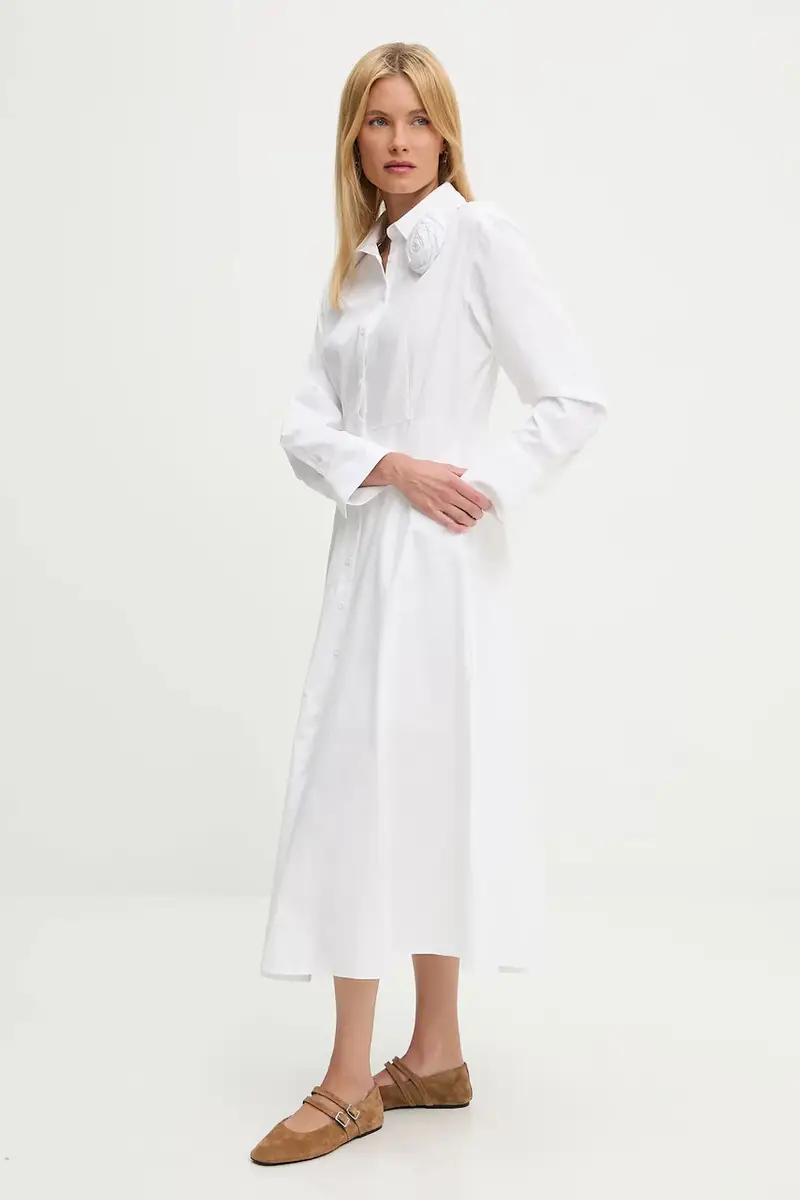 vestito in cotone colore rosso Bianco miniatura 2