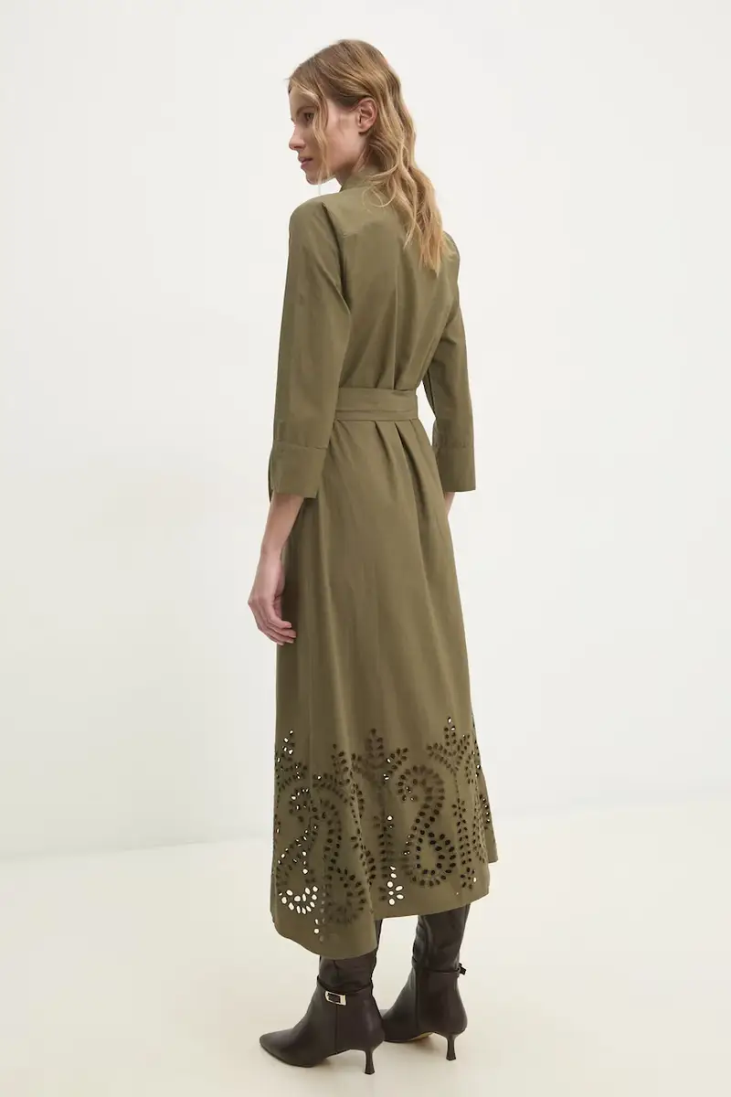 vestito in cotone colore verde miniatura 3