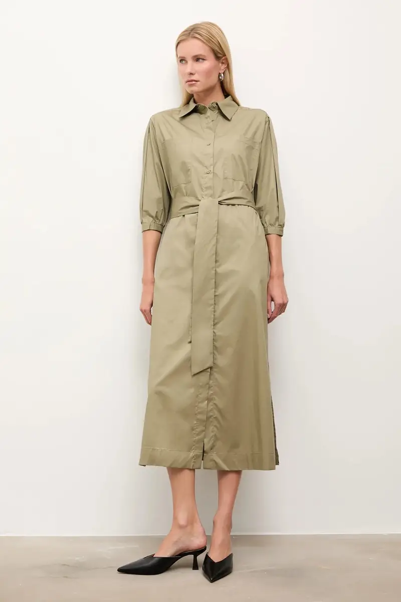 vestito in cotone colore verde miniatura 2