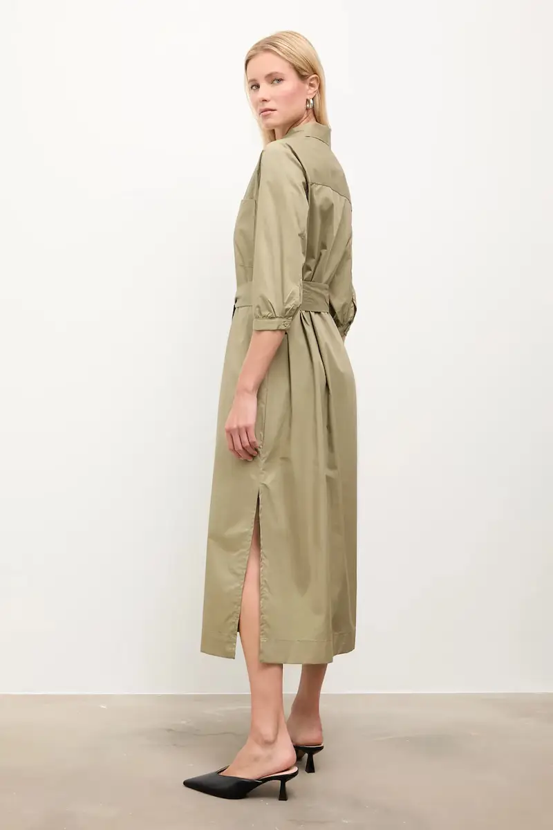 vestito in cotone colore verde miniatura 3