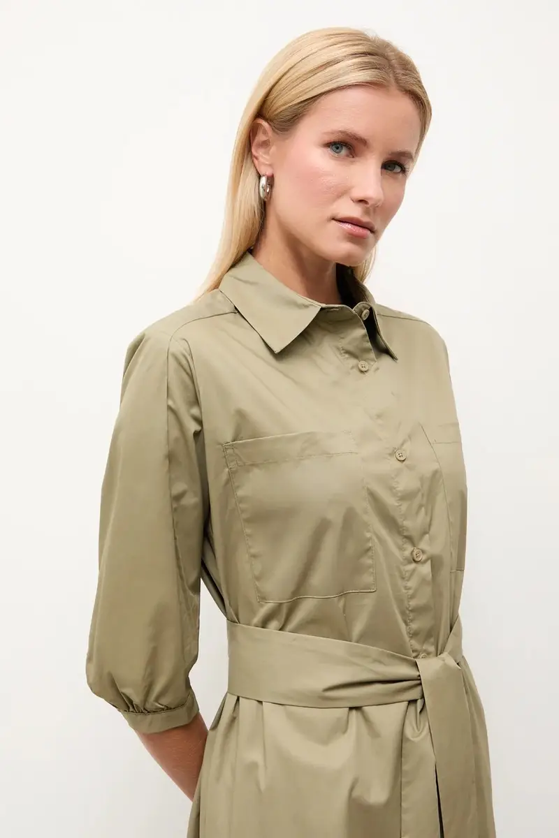 vestito in cotone colore verde miniatura 4