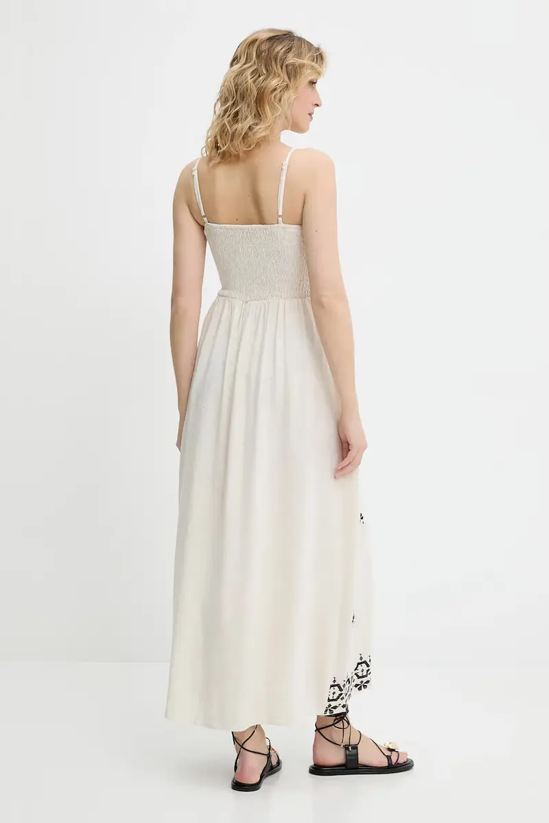 vestito in lino colore beige miniatura 3