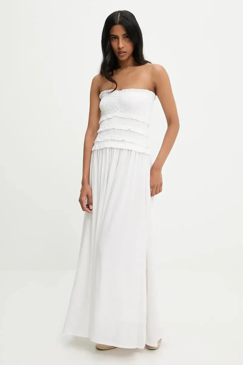 vestito in lino colore beige miniatura 2