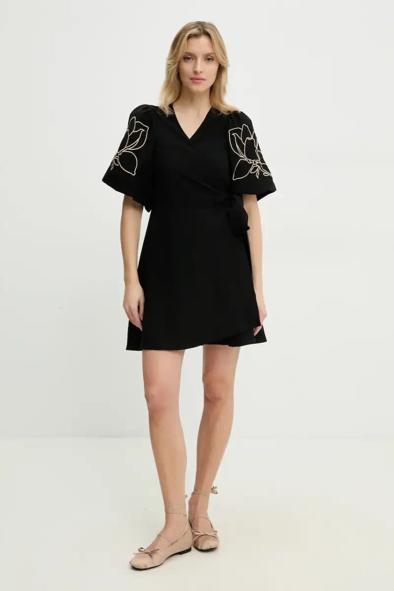 Answear Lab vestito in lino colore nero miniatura 2