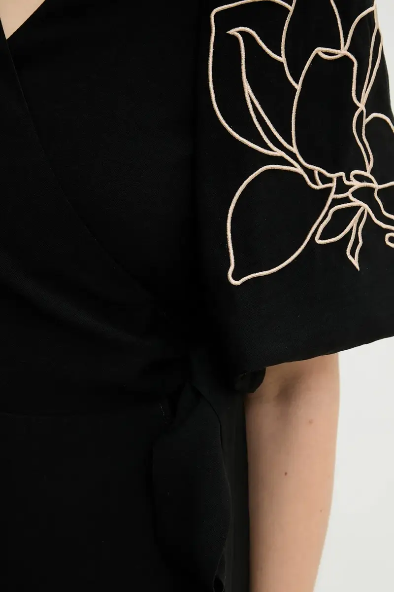 Answear Lab vestito in lino colore nero miniatura 5