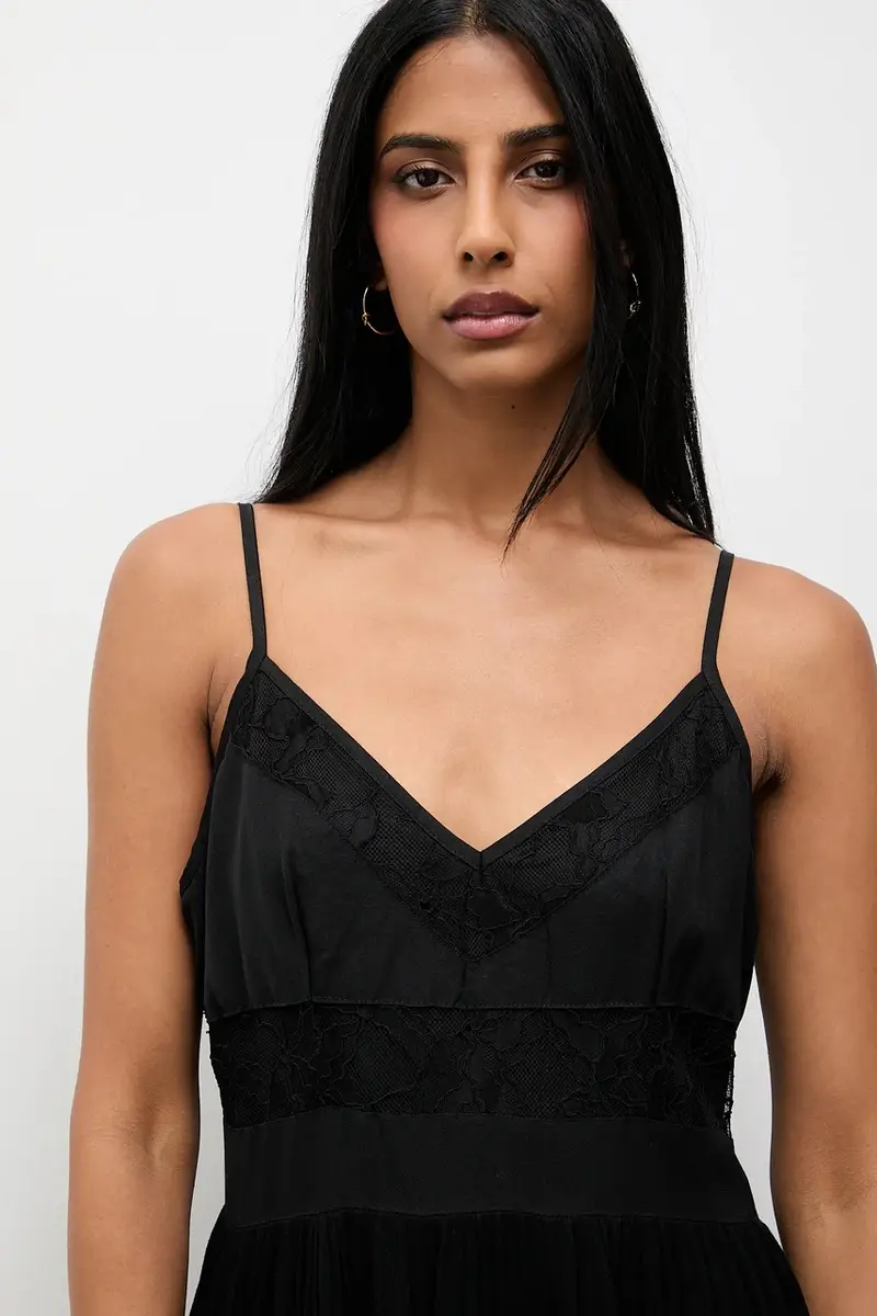 vestito in lino colore nero miniatura 5