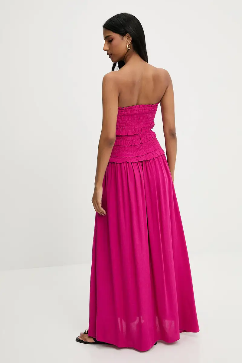 vestito in lino colore rosa miniatura 3