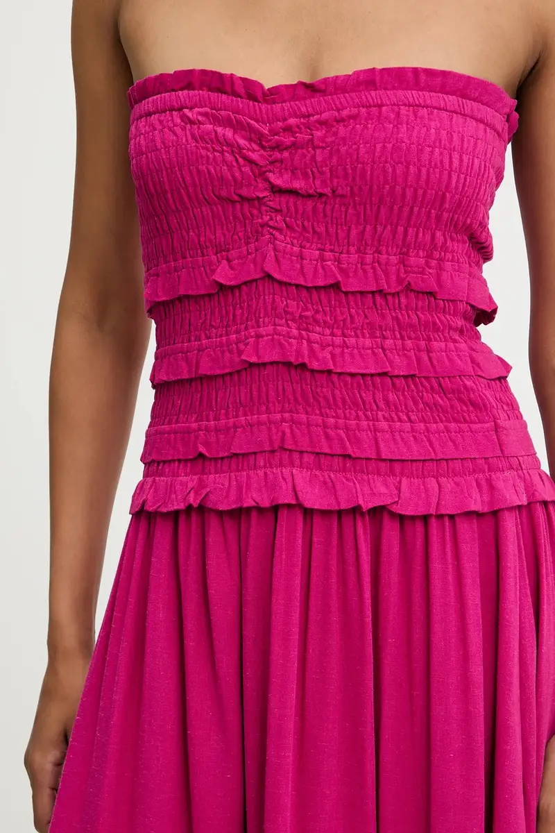 vestito in lino colore rosa miniatura 5