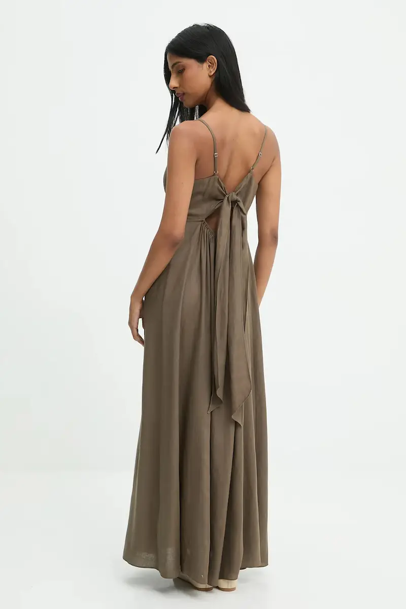 vestito in lino colore verde miniatura 3