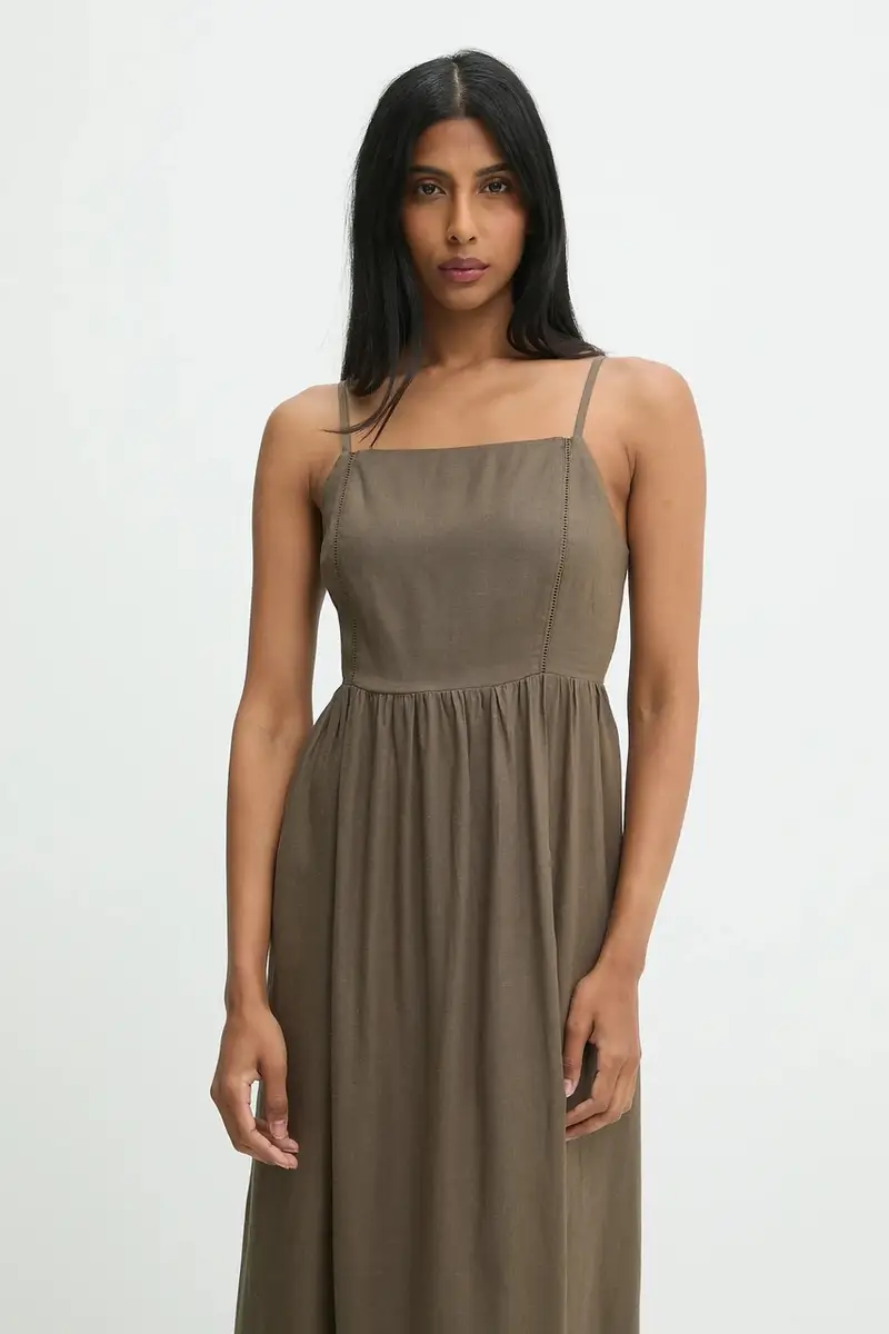 vestito in lino colore verde miniatura 4