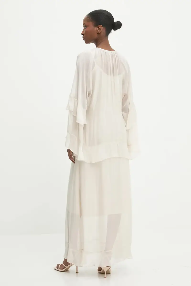 vestito in seta colore beige miniatura 3