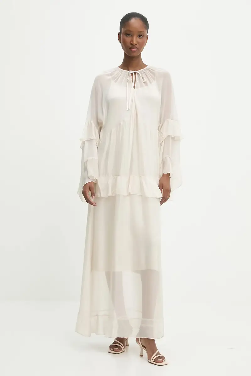 vestito in seta colore beige