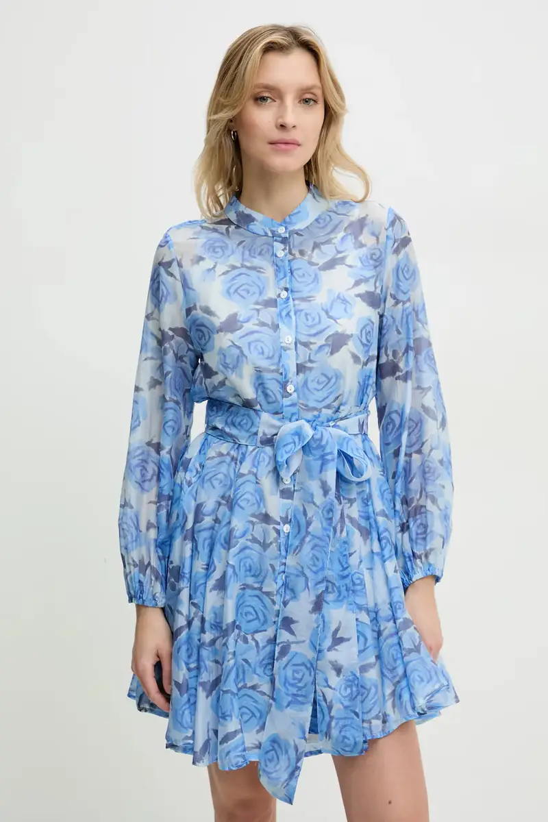 vestito in seta colore blu miniatura 2