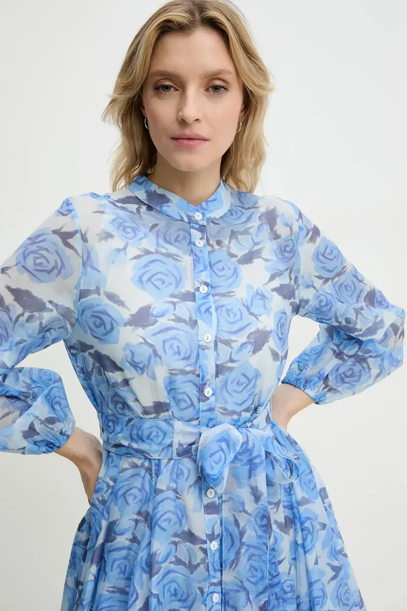 vestito in seta colore blu miniatura 4