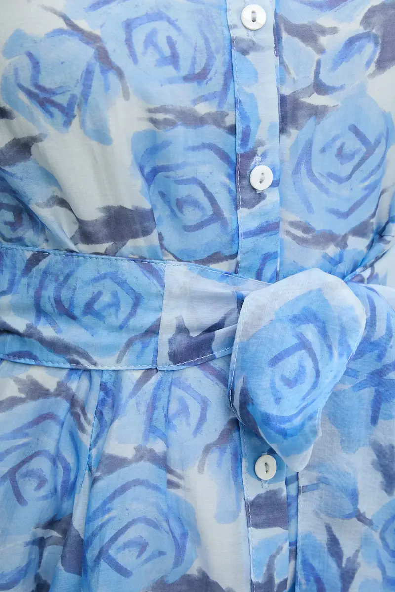 vestito in seta colore blu miniatura 5